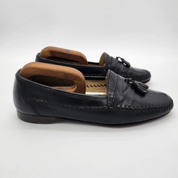 Bostonian Shoes Men 10 M Florentine Tassle Loafer Slip On Dress Black Leather - Picture 15 of 16
